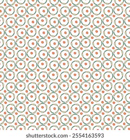 Seamless wintry vector pattern with Christmas flowers,, holly leaves and little snowflakes.