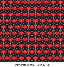 Seamless wireframe 3D cube pattern with intersecting planes.