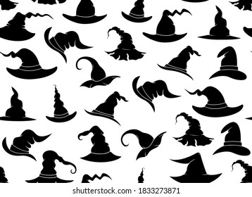 Seamless witch hats isolated on white