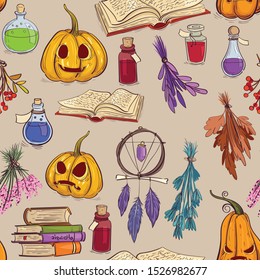  Seamless witch pattern. Halloween pattern