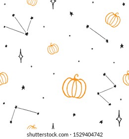 Seamless witchcraft elements vector pattern. Suitable for textile, print, decoration, clothes. Magic elements for halloween autumn magic decoration. Seamless pattern background.
