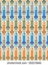 Seamless wolfs or foxes pattern. Wildlife and ethno ornaments pattern.