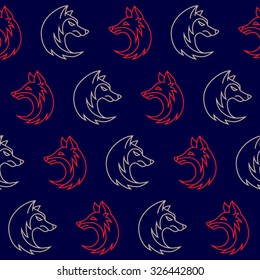 Seamless Wolves and Foxes Pattern (vector)