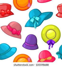 Seamless woman hat pattern