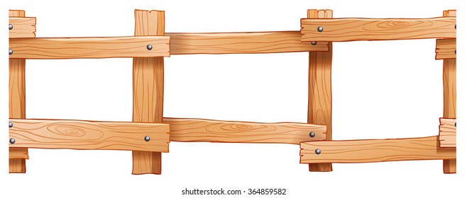 Seamless wooden fence design illustration