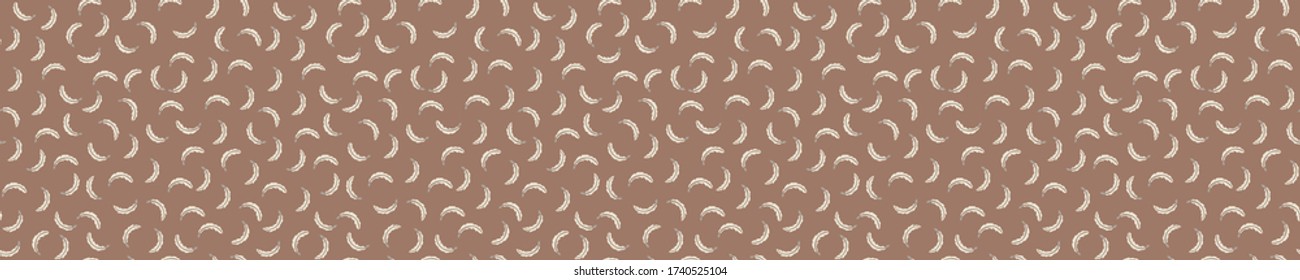 Seamless woodland bird feather vector border pattern. Hand drawn rustic earthy colour banner texture. Nordic forest animal background. Nature autumn fall textile ribbon trim