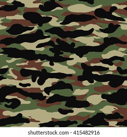 Seamless woodland camouflage pattern vector