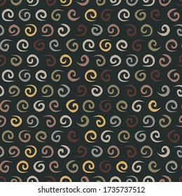 Seamless woodland color swirl vector pattern. Hand drawn rustic earthy colour texture. Nordic forest confetti background. Interior wallpaper home decor swatch. Nature autumn fall textile allover print