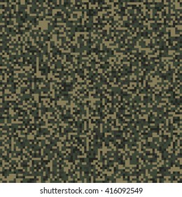Seamless woodland digital forest pixel camo pattern vector