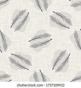 Seamless woodland pidgeon bird feather vector pattern. Hand drawn rustic  feathery texture. Nordic forest animal background. Interior wallpaper home decor swatch. Nature autumn fall all over print