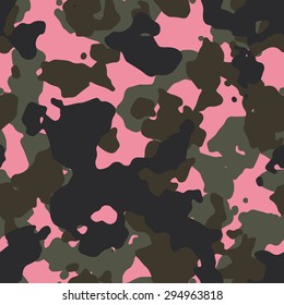 Seamless woodland and pink fashion camouflage pattern vector