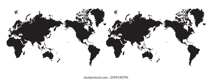 Seamless world map horizontally.
A simple silhouette design.
It's convenient because you can trim wherever you like.