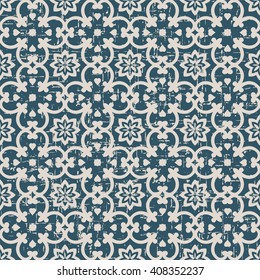 Seamless worn out antique background image of curve flower kaleidoscope