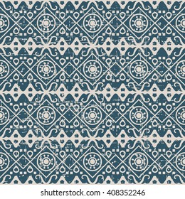 Seamless worn out antique background image of check round aboriginal geometry
