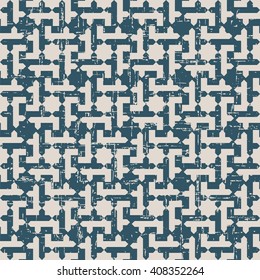 Seamless worn out antique background image of star spiral geometry