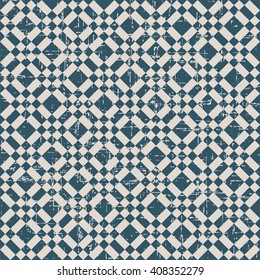 Seamless worn out antique background image of diamond check square