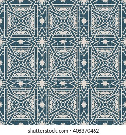 Seamless worn out antique background image of cross bar square star flower