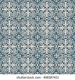 Seamless worn out antique background image of royal spiral curve kaleidoscope