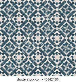 Seamless worn out antique background image of square check cross