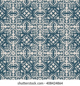 Seamless worn out antique background image of spiral round cross kaleidoscope