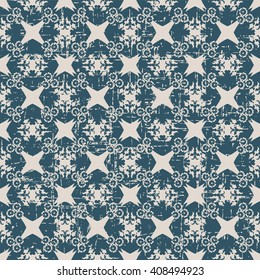 Seamless worn out antique background image of flower geometry kaleidoscope
