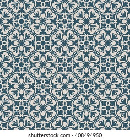 Seamless worn out antique background image of round geometry flower kaleidoscope