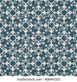 Seamless worn out antique background image of arrow spiral geometry