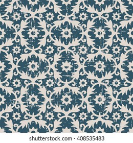 Seamless worn out antique background image of flower leaf spiral