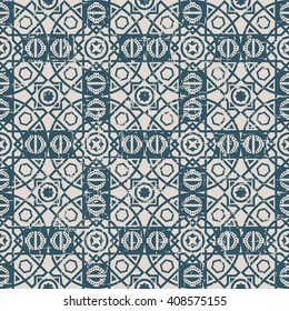 Seamless worn out antique background image of round square cross line