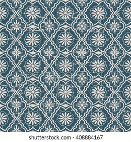 Seamless worn out antique background image of flower geometry
