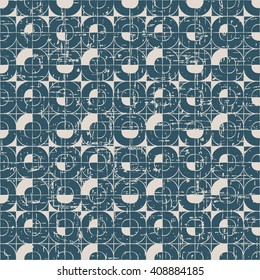 Seamless worn out antique background image of round square cross mosaic