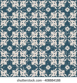 Seamless worn out antique background image of flower kaleidoscope geometry