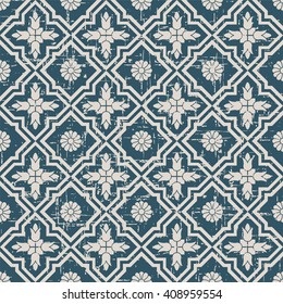 Seamless worn out antique background image of cross flower kaleidoscope