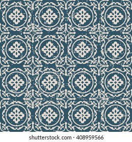 Seamless worn out antique background image of round leaf spiral kaleidoscope