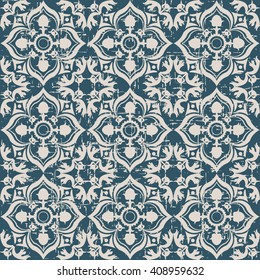 Seamless worn out antique background image of flower leaf vine kaleidoscope