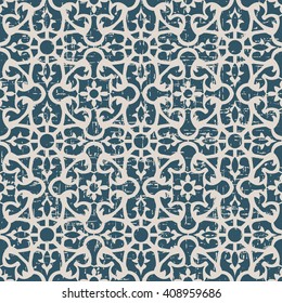 Seamless worn out antique background image of flower square kaleidoscope