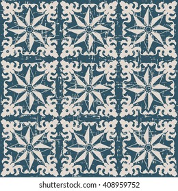 Seamless worn out antique background image of leaf spiral vine flower