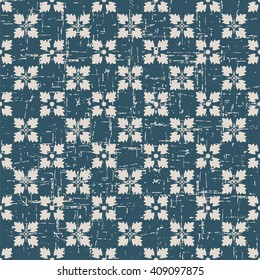 Seamless worn out antique background image of square cross flower