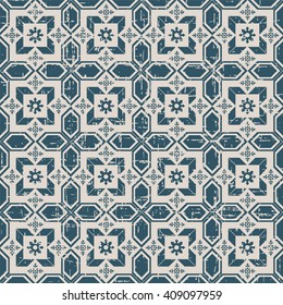 Seamless worn out antique background image of cross square flower