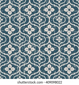 Seamless worn out antique background image of round curve flower