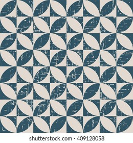 Seamless worn out antique background image of round square geometry