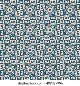 Seamless worn out antique background image of curve spiral flower kaleidoscope