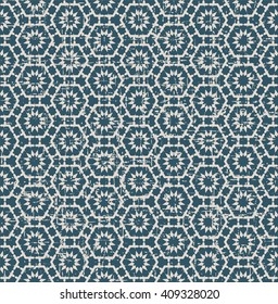 Seamless worn out antique background image of polygon geometry flower lace