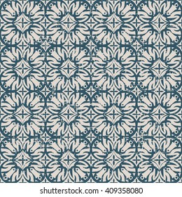 Seamless worn out antique background image of cross round flower