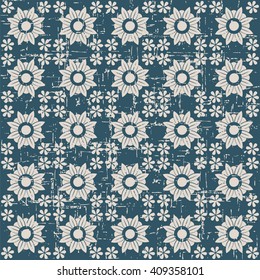 Seamless worn out antique background image of round flower