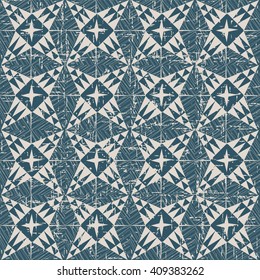 Seamless worn out antique background image of cross triangle line