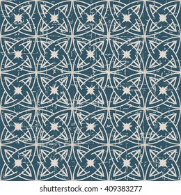 Seamless worn out antique background image of round cross geometry line