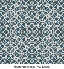 Seamless worn out antique background image of spiral cross flower lace