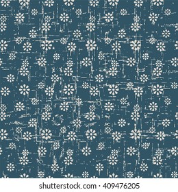 Seamless worn out antique background image of cute daisy flower