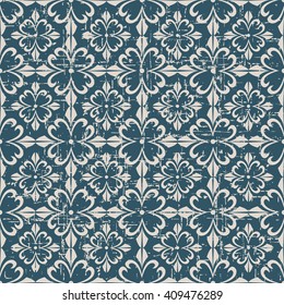 Seamless worn out antique background image of spiral cross flower
